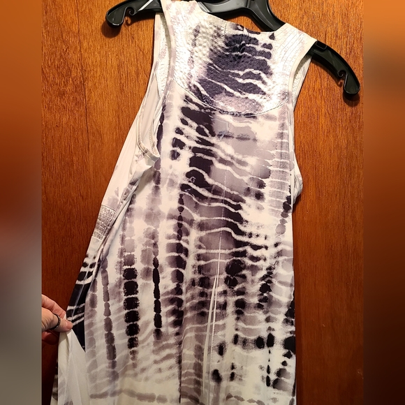 One World white&black tye dye crinkle stretch tuxedo dress szM BEAUTIFUL - Picture 2 of 9